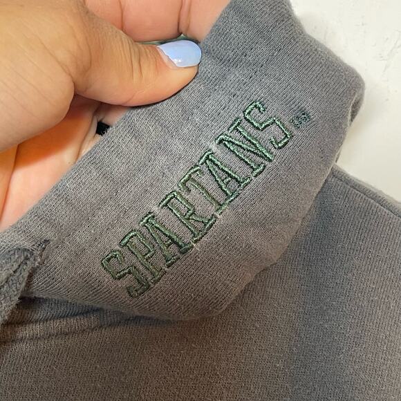 Michigan State Spartans Hoodie Sweatshirt Mens Size Large Gray Pullover Athletic - Picture 4 of 5